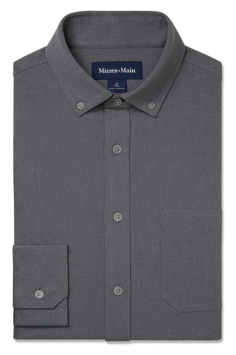 City Flannel Button-Down Shirt, Alternate, color, PEWTER HEATHER