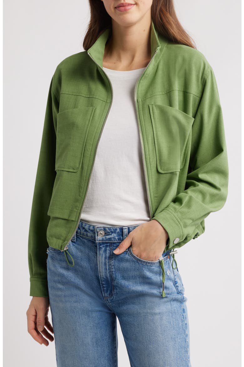 Double Layer Front Zip Jacket, Main, color, WILLOW GREEN