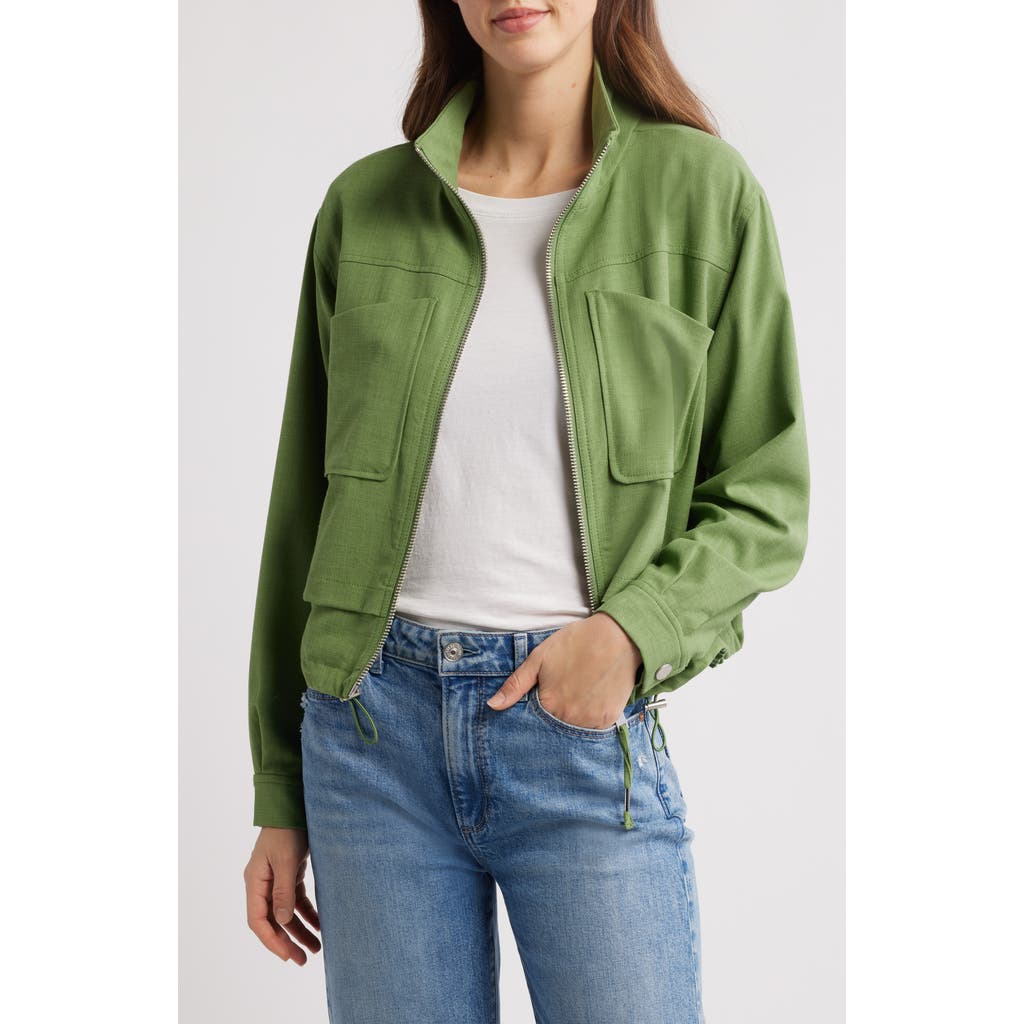 Wit & Wisdom Double Layer Front Zip Jacket In Willow Green