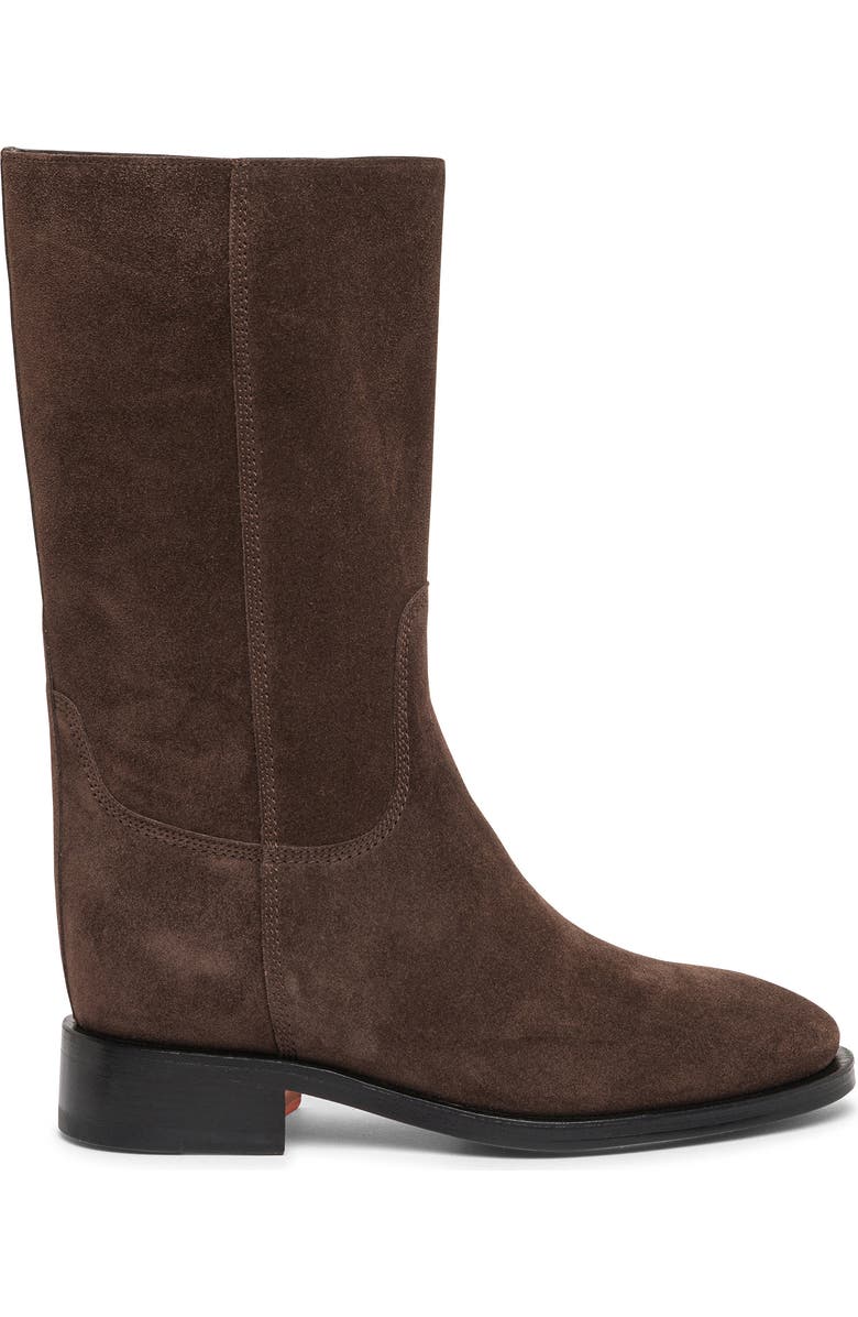 Santoni Leather midi-boot in suede, Alternate, color, Brown