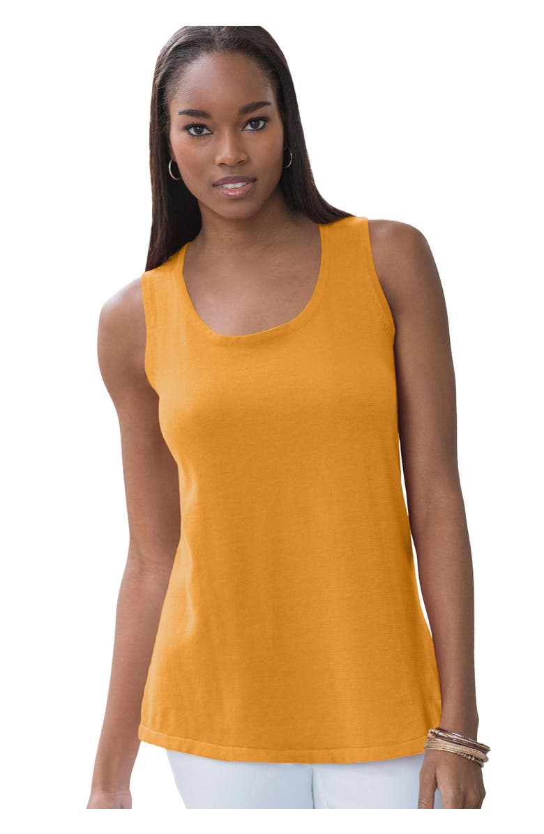 Jessica London Scoop-Neck Sweater Tank, Main, color, Rich Gold