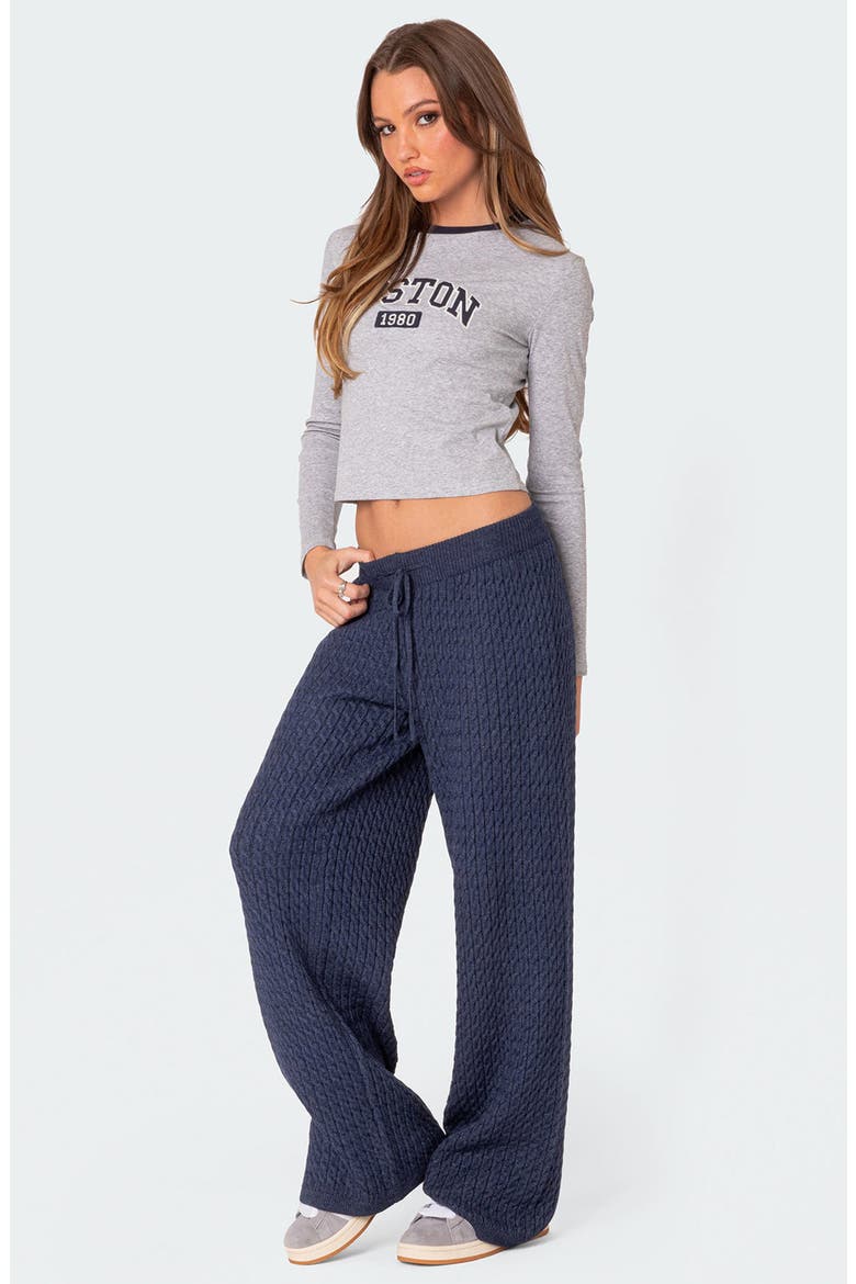 Portia Cable Knit Pants, Alternate, color, NAVY