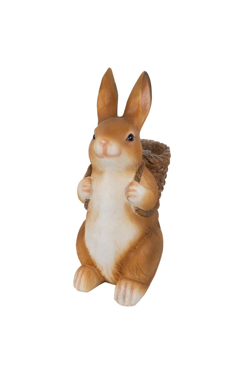 Northlight Standing Bunny Carrying a Basket Outdoor Garden Statue - 16.75", Alternate, color, Brown