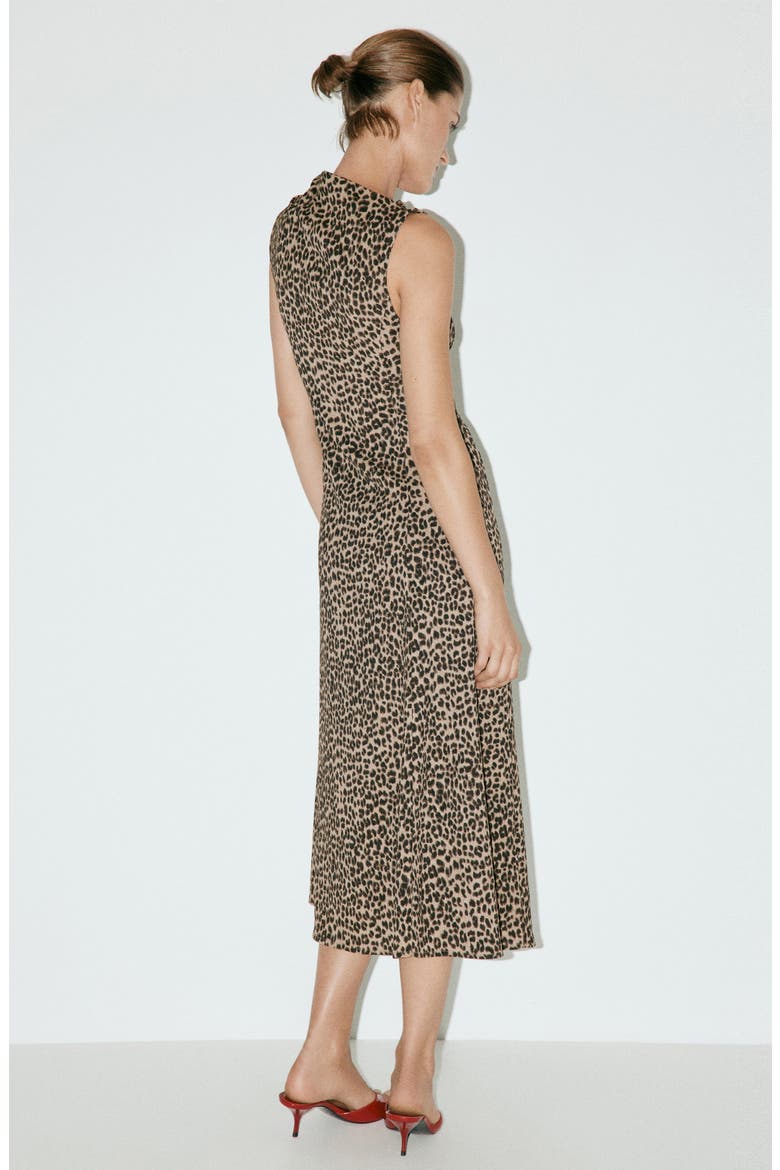 Pam Asymmetric Neck Midi Dress, Alternate, color, BROWN