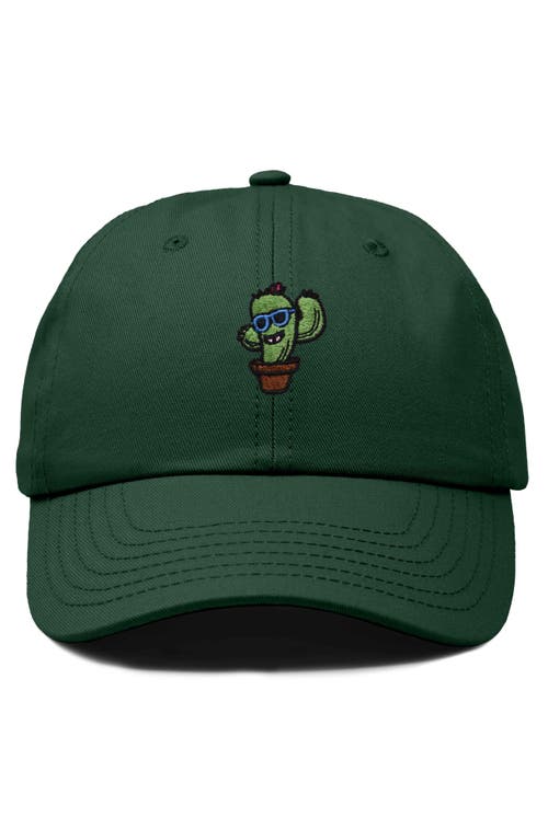 Dalix Cactus Embroidered Casual Cap In Dark Green