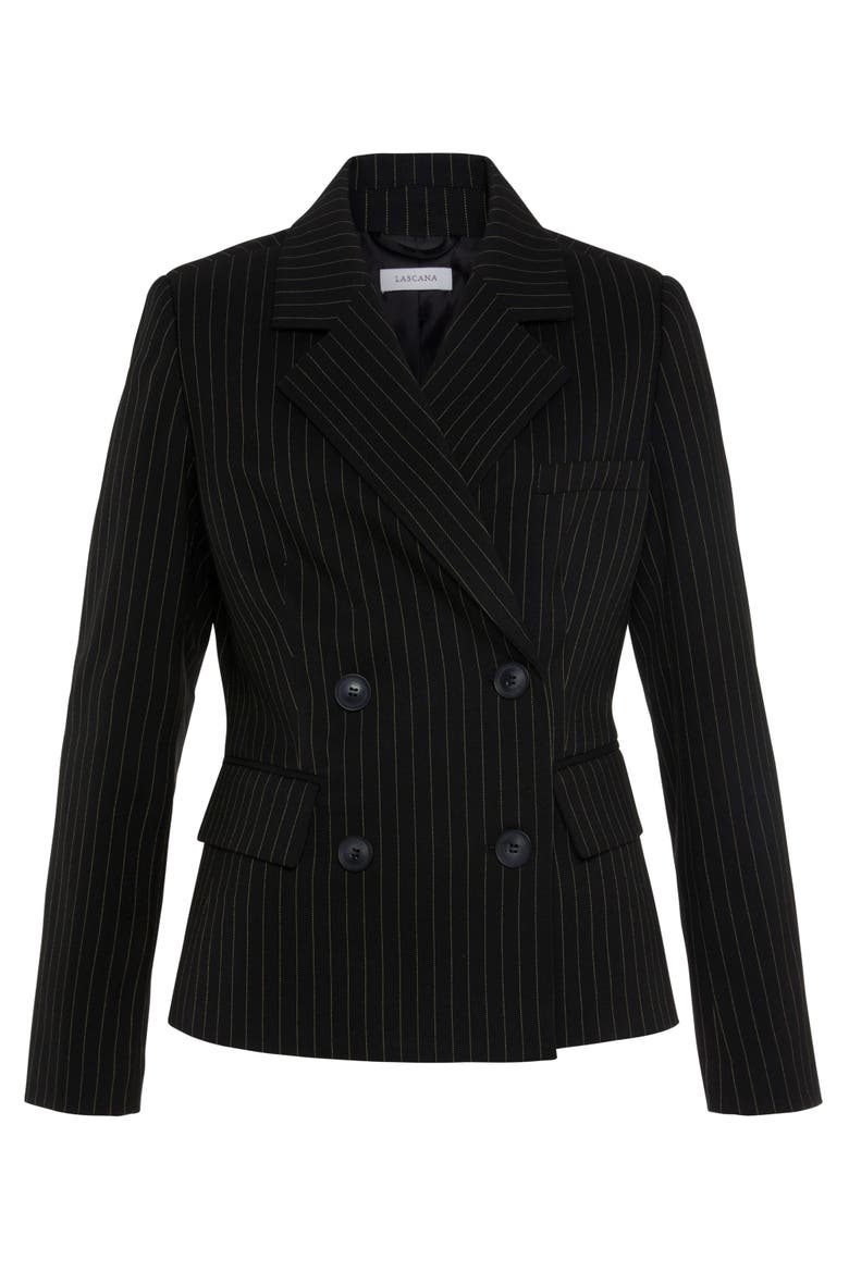 Double Breasted Blazer, Alternate, color, Black & Brown