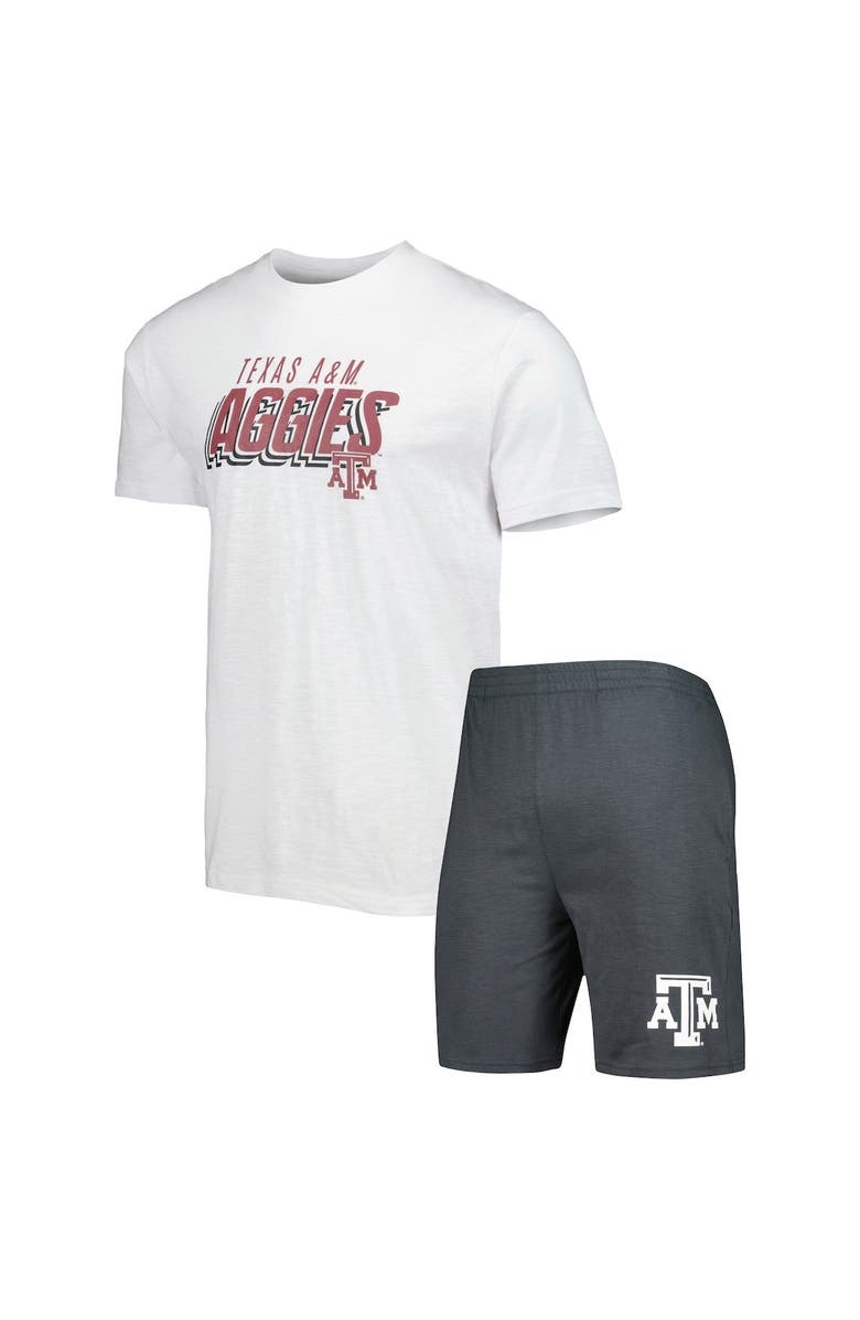 CONCEPTS SPORT Men's Concepts Sport Charcoal/White Texas A&M Aggies Downfield T-Shirt & Shorts Set, Main, color, Charcoal