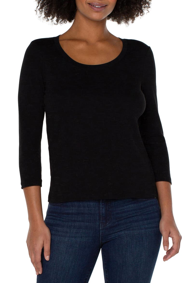 Scoop Neck Cotton T-Shirt, Main, color, BLACK
