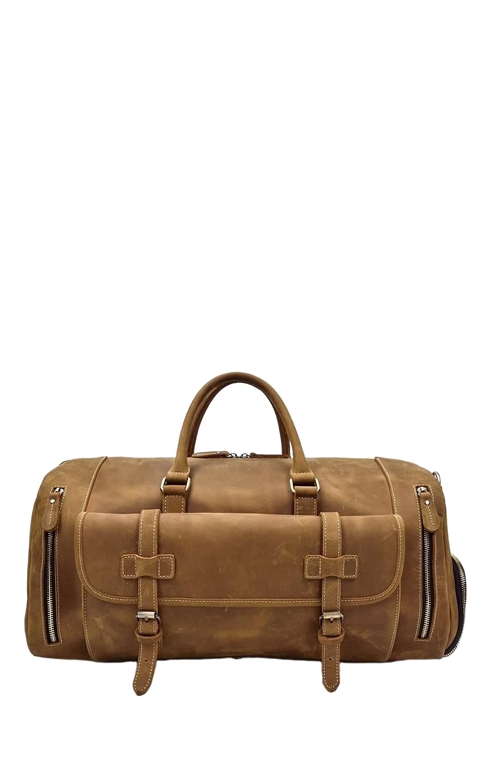 STEEL HORSE LEATHER The Bard Weekender | Handmade Leather Duffle Bag, Alternate, color, Dark Brown