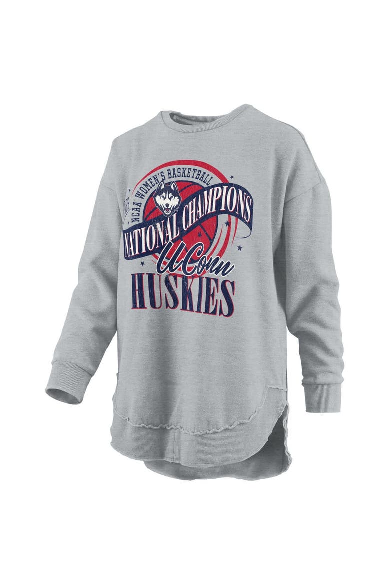 Women's Pressbox  Gray UConn Huskies 2025 WBB National Champions Melange Poncho Pullover Sweatshirt, Alternate, color, Gray