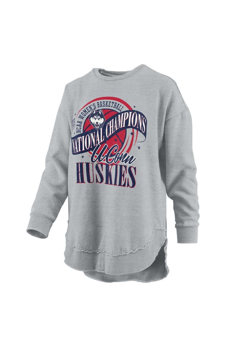 PRESSBOX Women's Pressbox  Gray UConn Huskies 2025 WBB National Champions Melange Poncho Pullover Sweatshirt, Alternate, color, Gray