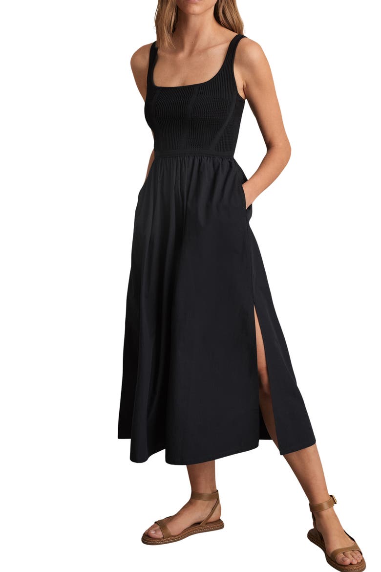 Kori Mixed Media Dress, Main, color, NAVY