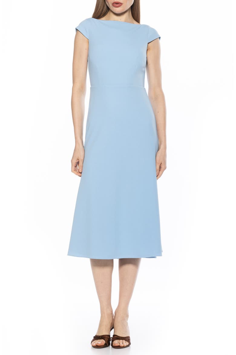 Loreli Boat Neck Midi Dress, Main, color, HALOGEN BLUE