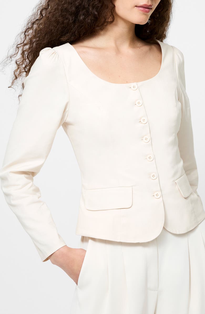 French Connection Inga 2-Pocket Button-Up Shirt, Main, color, Porcelain Cream