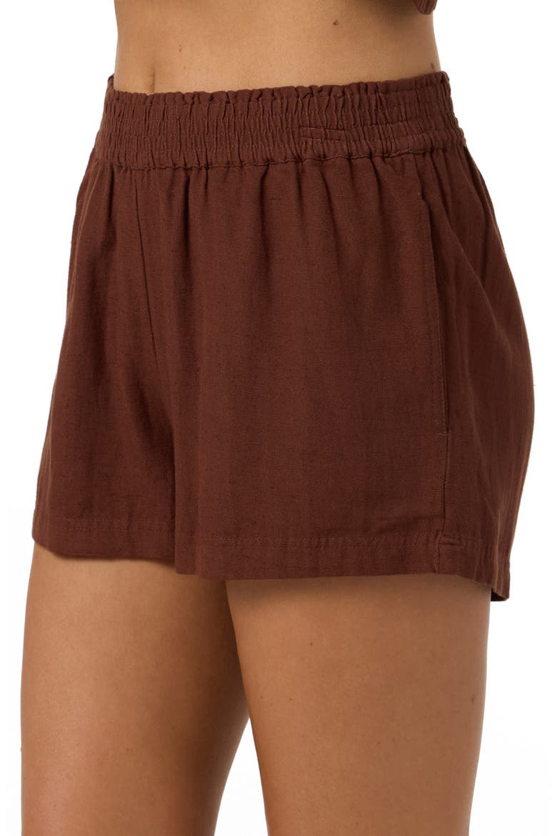 Sanders Smocked Waist Shorts, Alternate, color, COCONUT BROWN