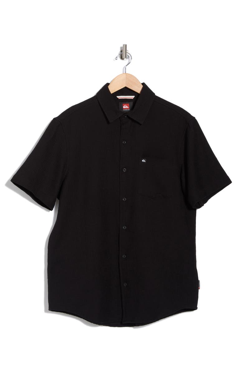 Quiksilver Danya Short Sleeve Cotton Button-Up Shirt, Alternate, color, Black