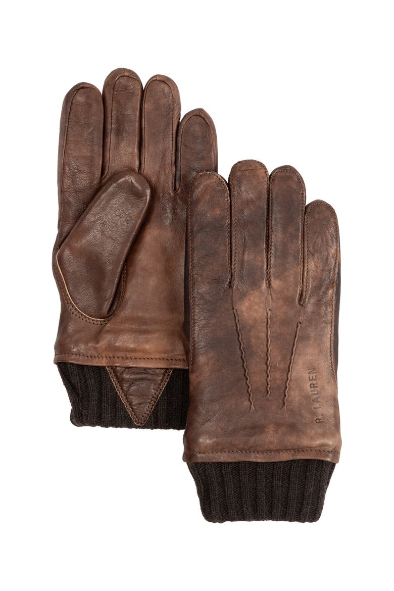 Burnished Leather Flight Glove, Main, color, Patina Med Brown