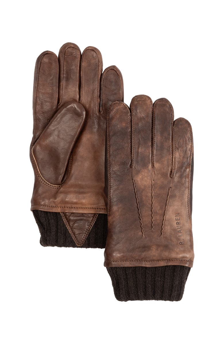 Polo Ralph Lauren Burnished Leather Flight Glove, Main, color, Patina Med Brown