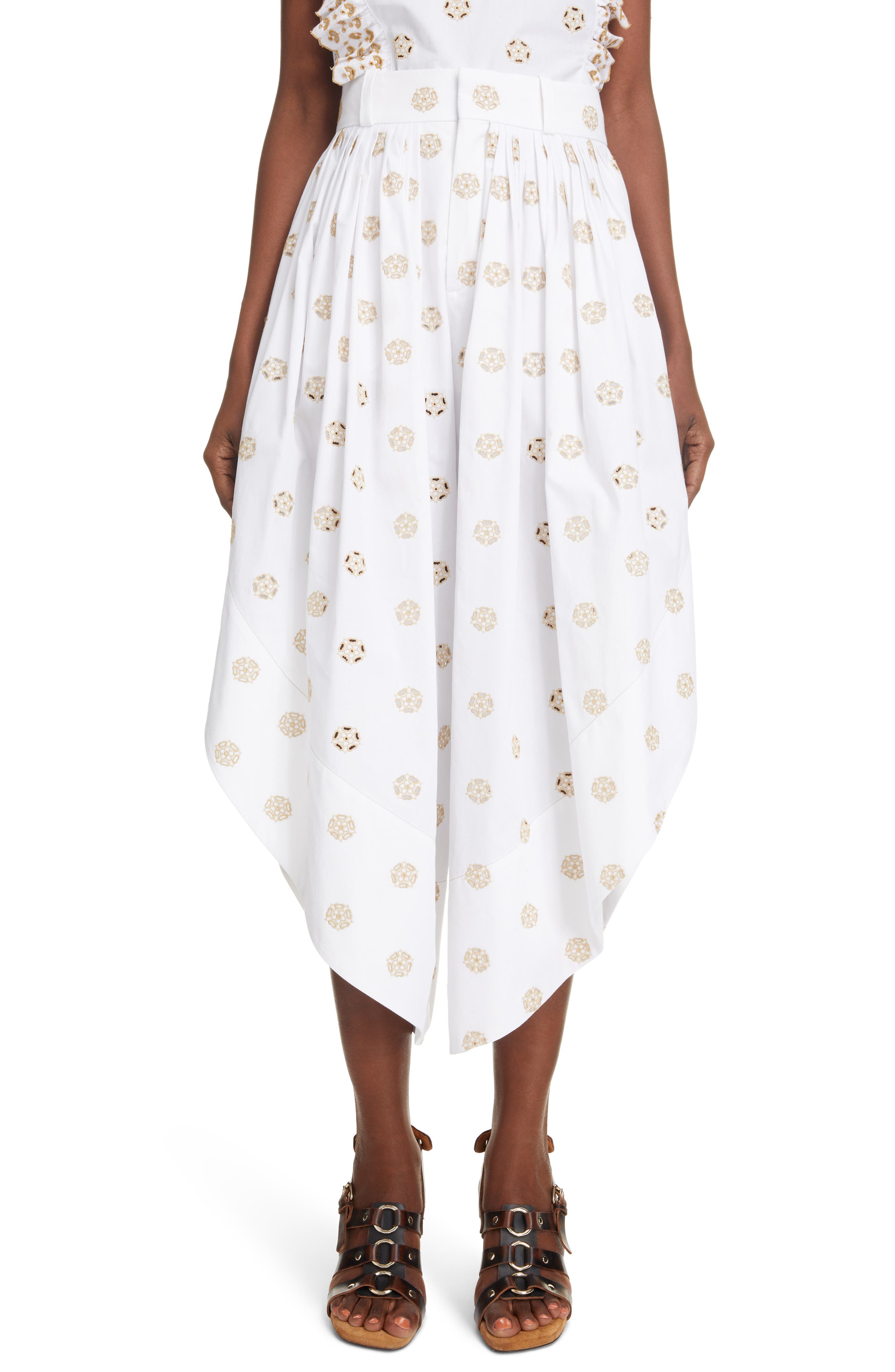 Chloé Flower Dot Embroidered Crop Pants (Women) | Nordstrom