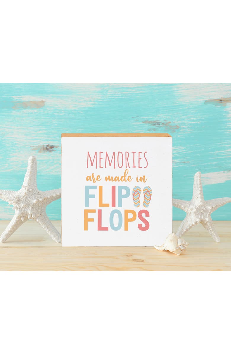 C&F Home "Memories Are Mae In Flip Flops" Single Shelf Sitter Block 4.75", Alternate, color, White