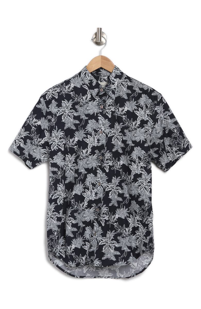 Coastaoro Mavis Leaf Print Short Sleeve Shirt, Alternate, color, Navy