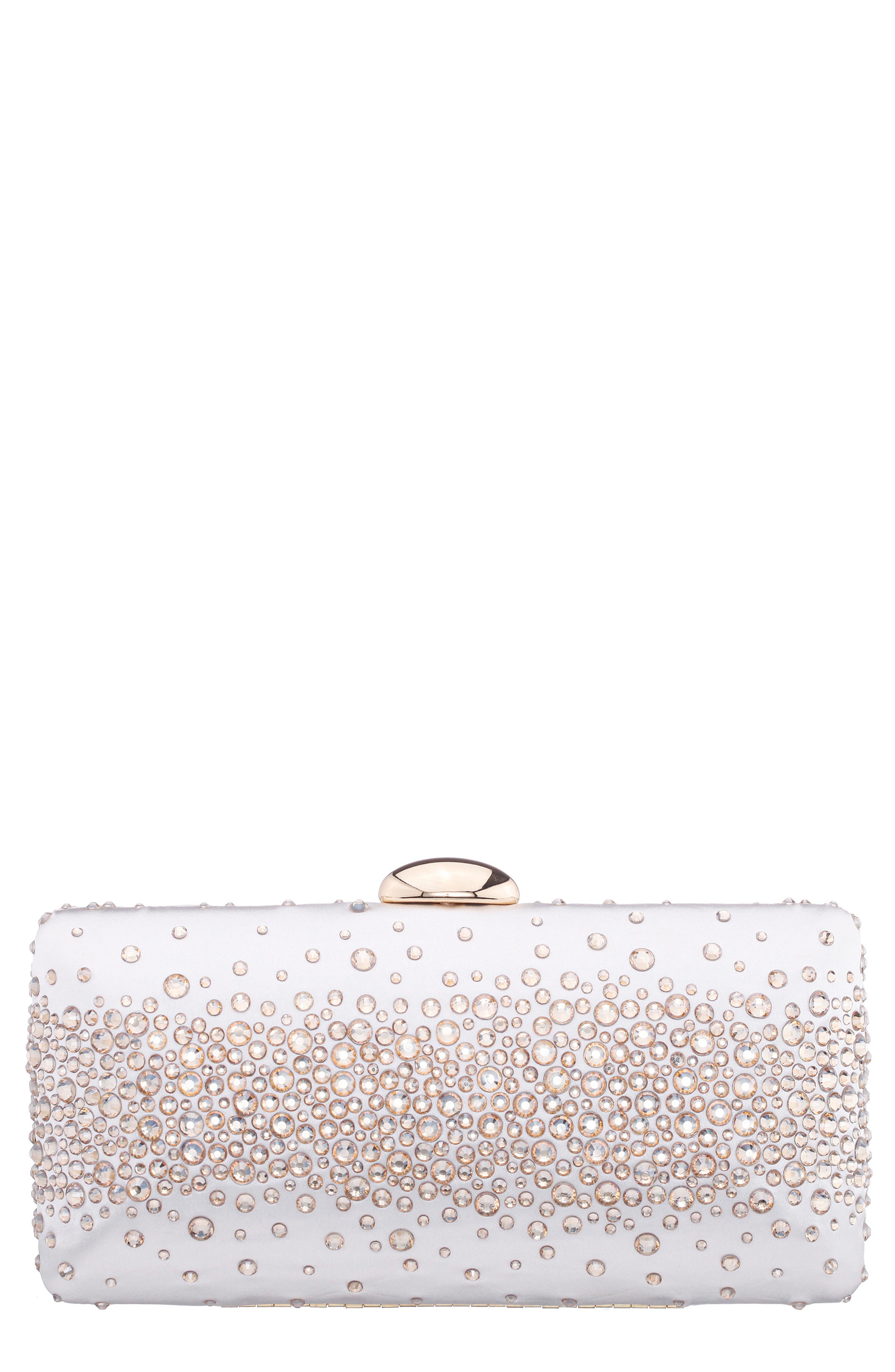 Nina Purity Frame Clutch, Main, color, Ivory