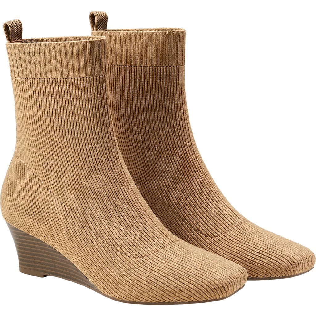 Vivaia Margot Wedge Bootie Square-toe Water-repellent Boots In Brown