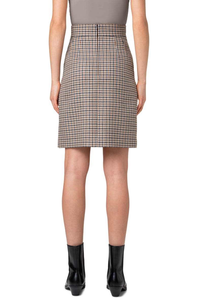 Akris punto Houndstooth Shetland Tweed Wool A-Line Skirt, Alternate, color,