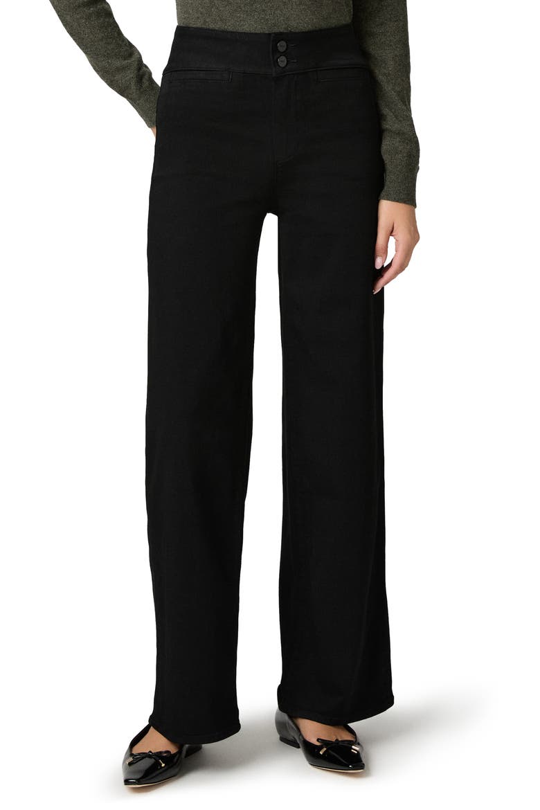 Sasha Wide Curved Waistband High Waist Wide Leg Jeans, Main, color, BLACK SHADOW