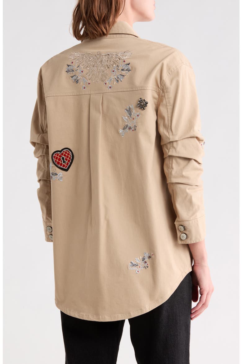 Embroidered Patch Jacket, Alternate, color, KHAKI/ MULTI