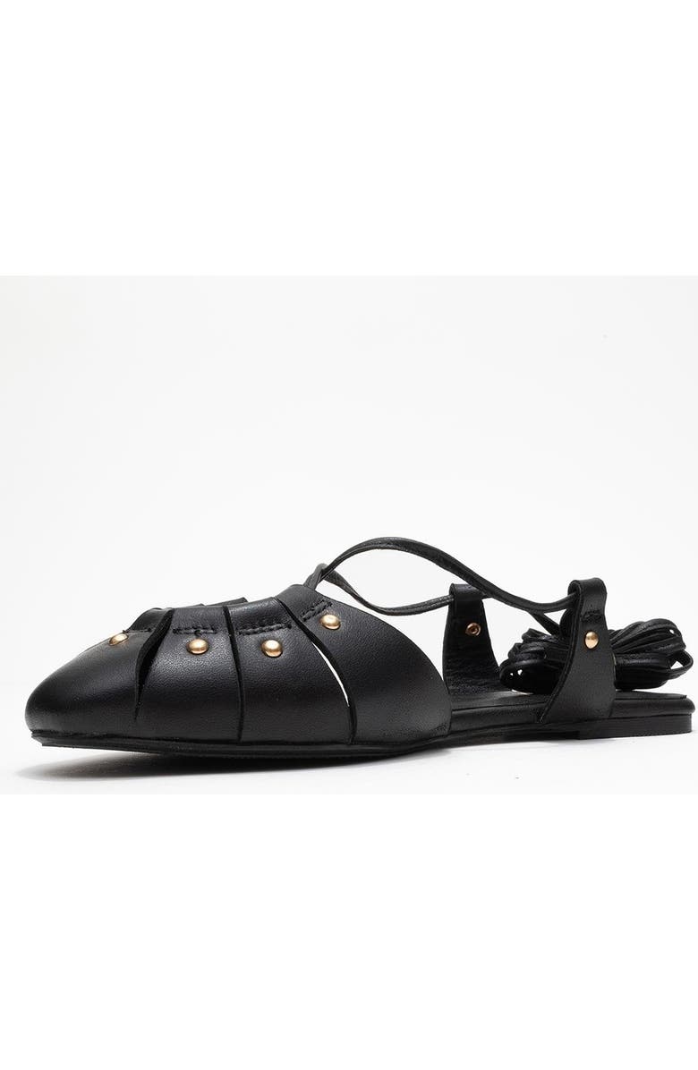 Forever & Always Shoes Daria Leather Ankle Lace-Up Sandal, Alternate, color, Black