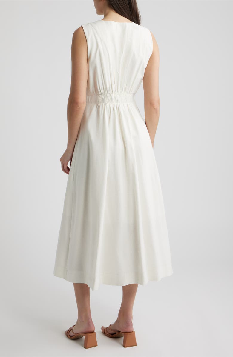 ZOE AND CLAIRE Sleeveless Button-Up Midi Dress, Alternate, color, Oatmeal