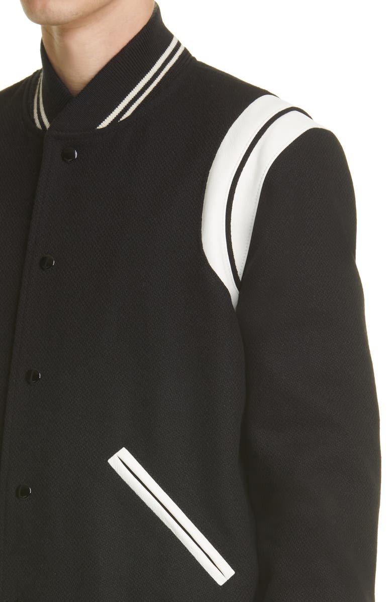 Saint Laurent Wool Blend Bomber Jacket, Alternate, color,