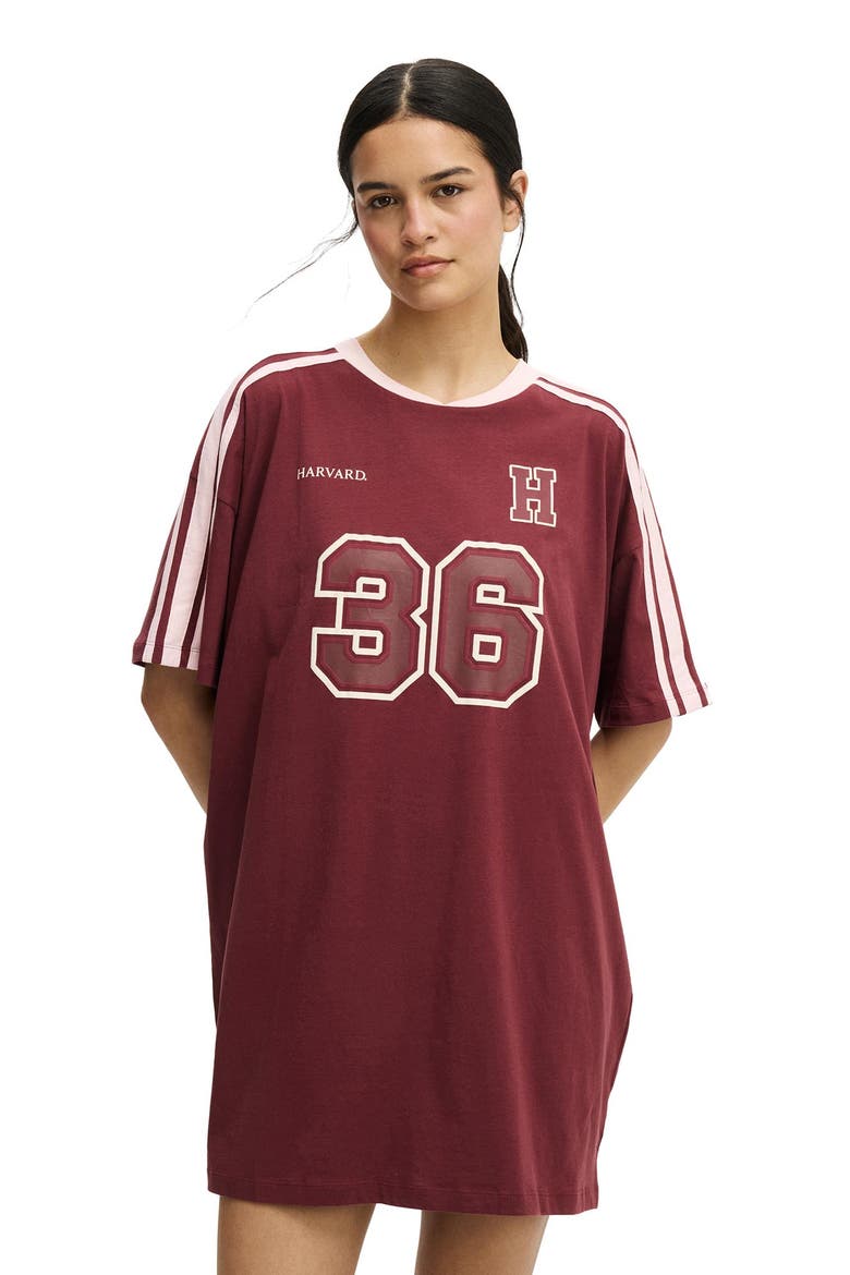 Women's 90 S Sporty Tshirt Nightie, Main, color, Lcn Har Burnt Apple Harvard