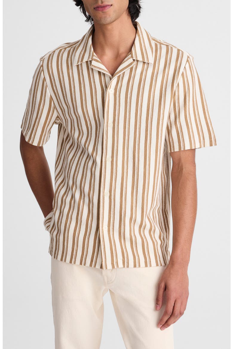 Seaport Terry Camp Shirt, Main, color, STRIPE MAPLE SEED