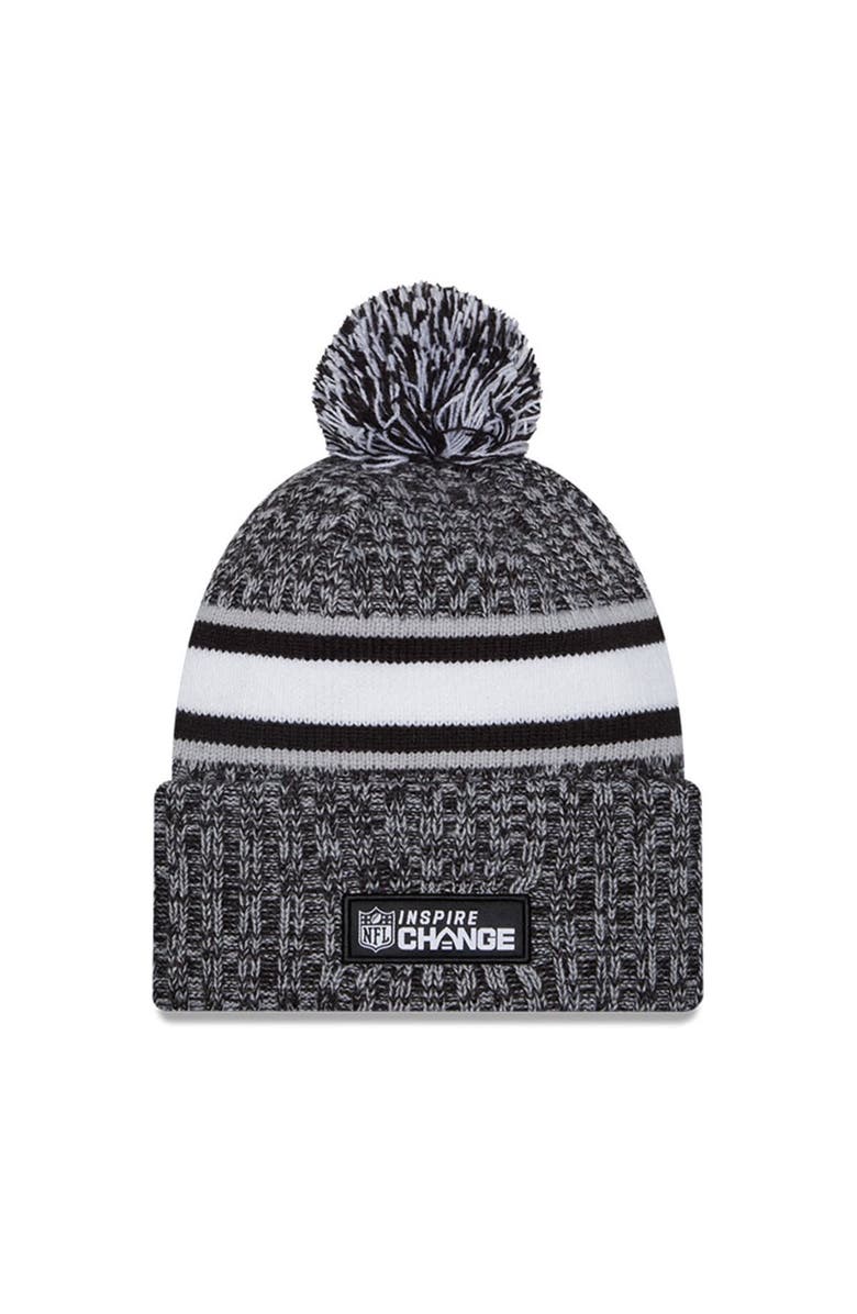 New Era Men's New Era Heather Black Green Bay Packers 2023 Inspire Change Cuffed Knit Hat With Pom, Alternate, color, 