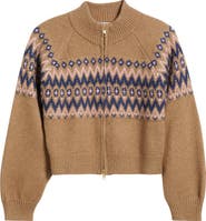 525 America Alma Fair Isle Zip-Up Cardigan