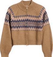 525 america Alma Fair Isle Zip-Up Cardigan