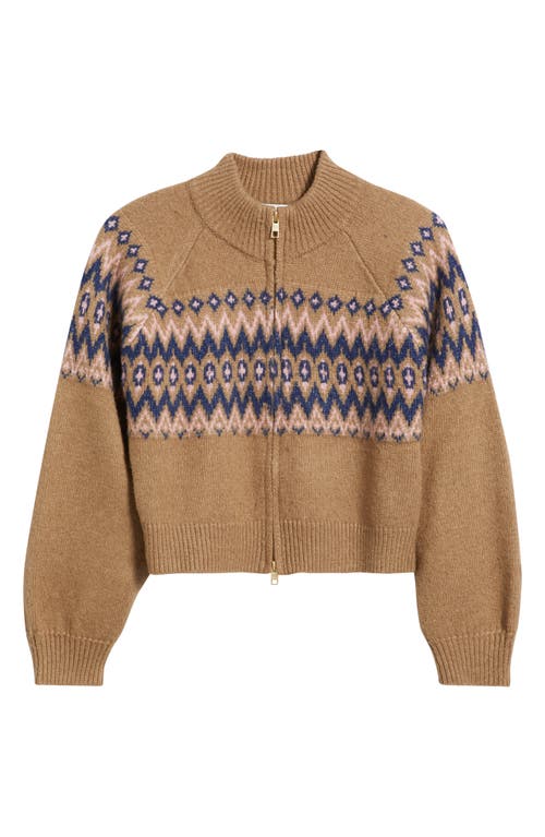 525 Alma Fair Isle Zip-up Cardigan In Brown