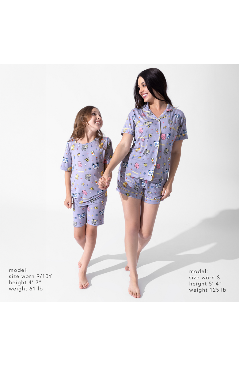 Bellabu Bear Minecraft Pixel Pals Kids 2-Piece Short Sleeve & Shorts Pajama Set, Alternate, color, 
