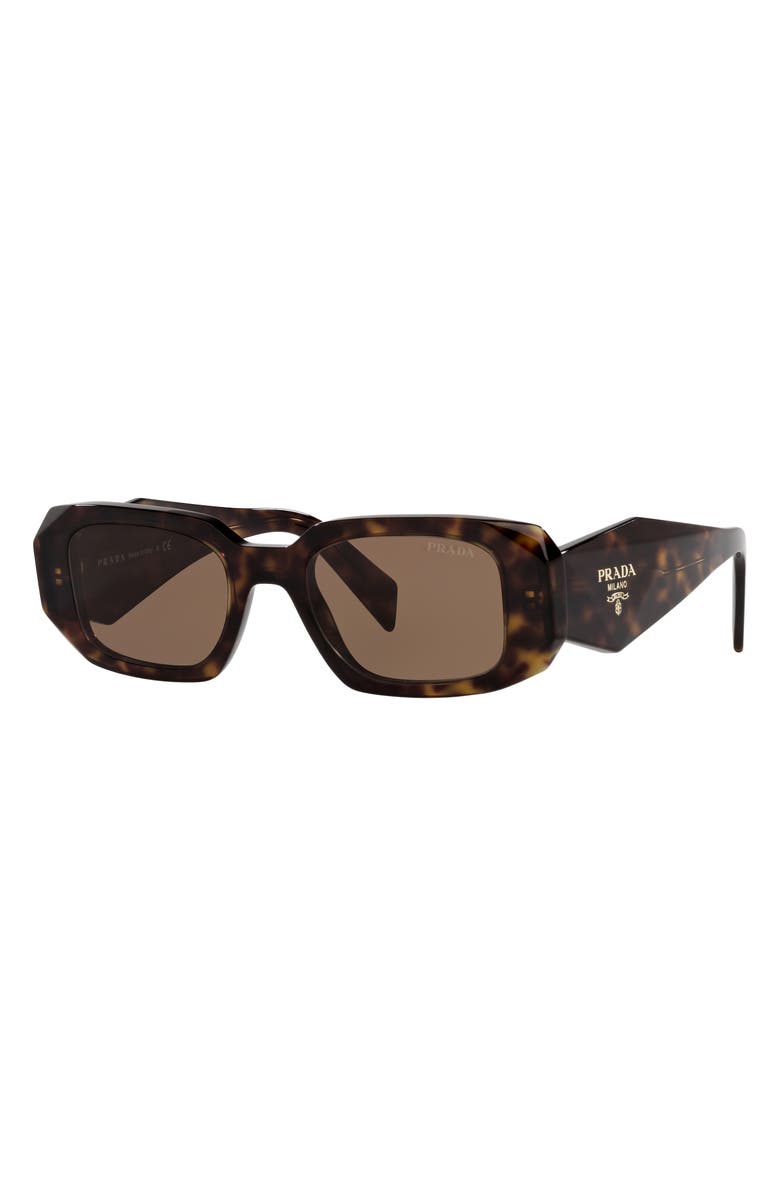 Prada Runway 49mm Rectangular Sunglasses, Alternate, color, Tortoise/ Brown