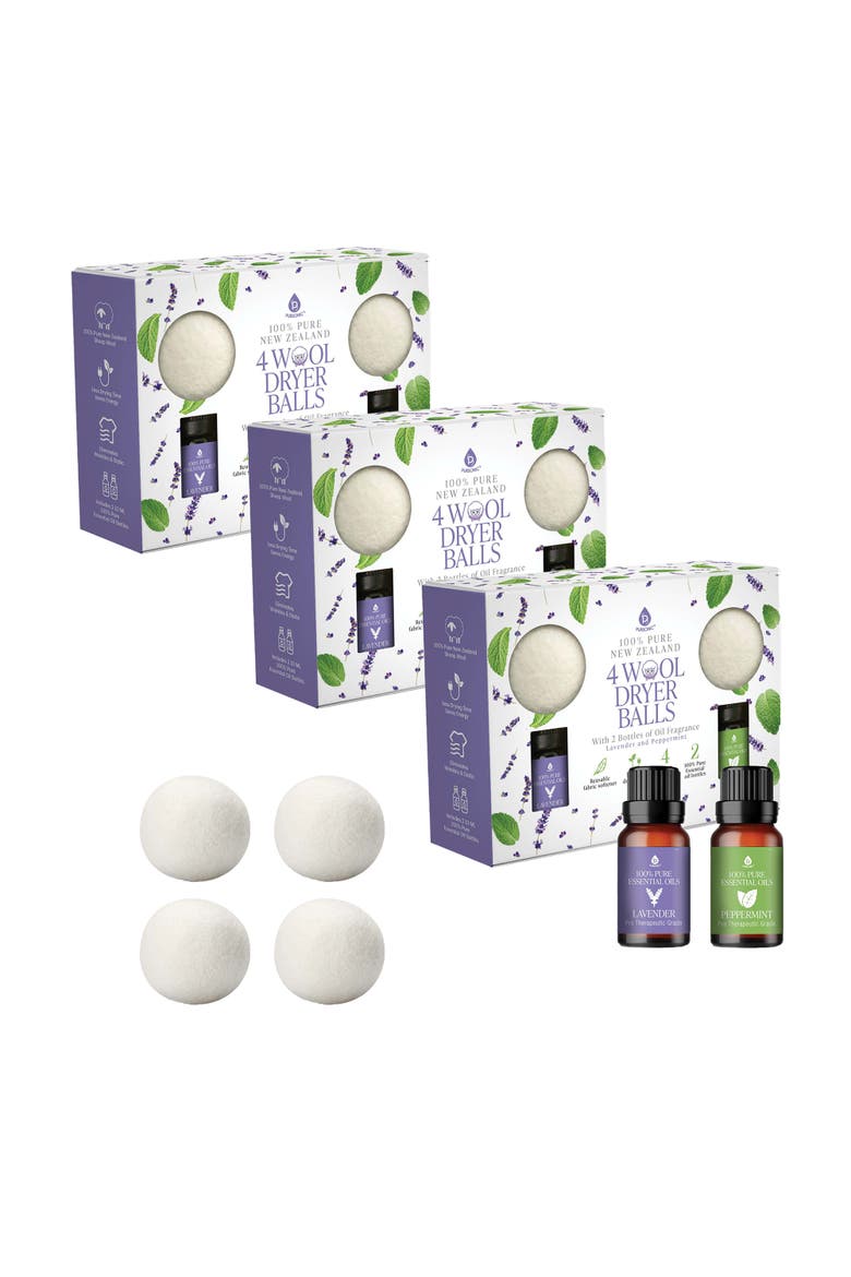 Wool Dryer Balls & Lavender/Peppermint Oils, Main, color, NONE