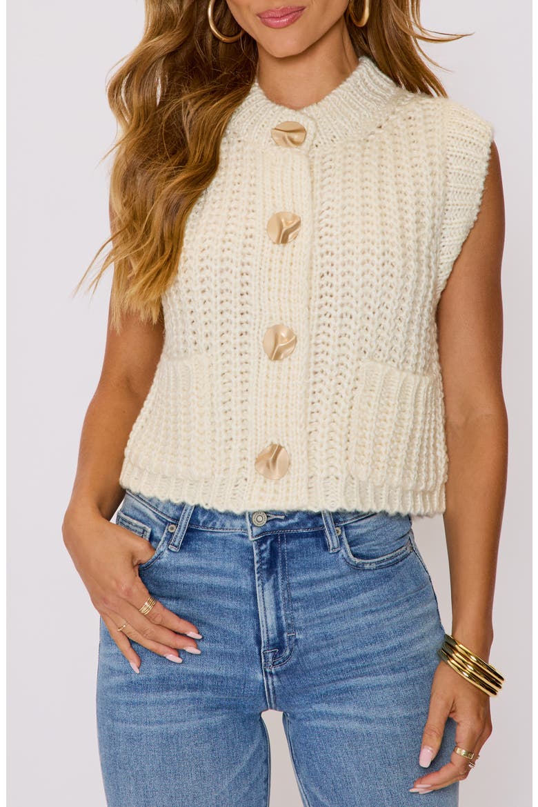 Daphne Hammered Button Sweater Vest, Main, color, CREAM