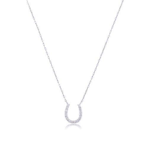 The Lovery Fine Jewelry Diamond Horseshoe Necklace In White