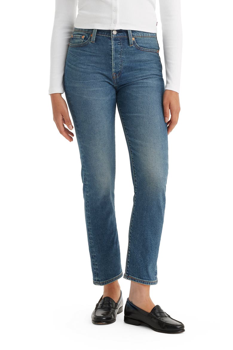 Wedgie High Waist Straight Leg Jeans, Main, color, MAXIMUM EFFORT