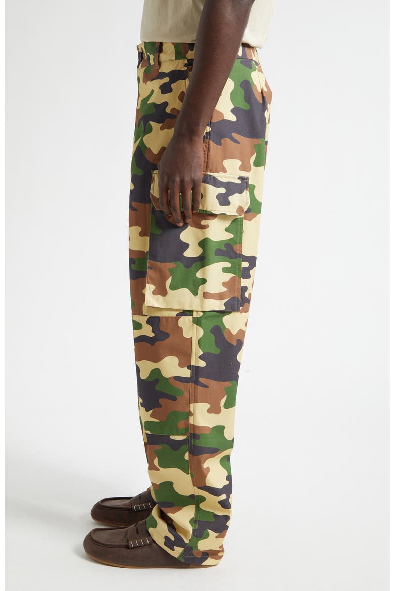 Camo Cotton Straight Leg Cargo Pants, Alternate, color, BROWN/ GREEN