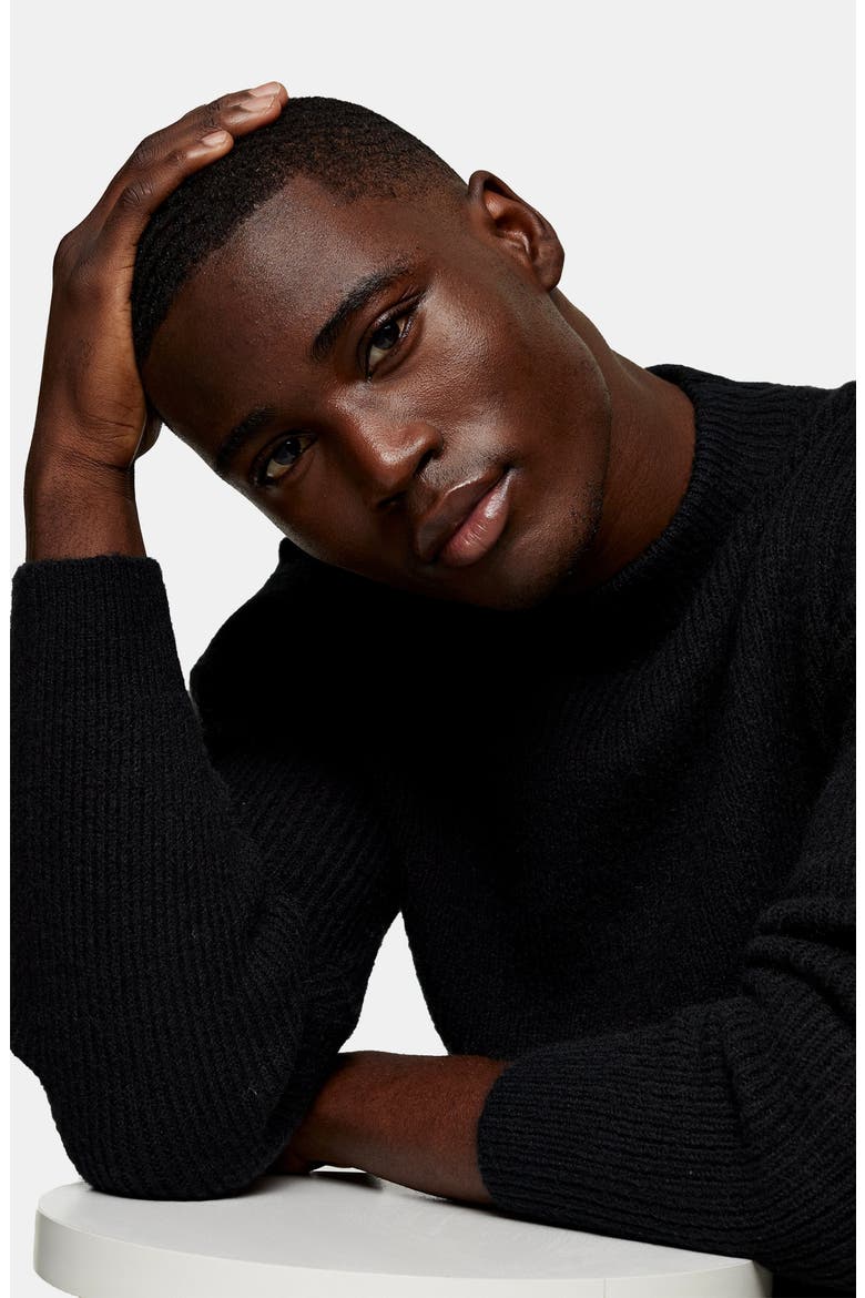 Mock Neck Sweater, Alternate, color, BLACK