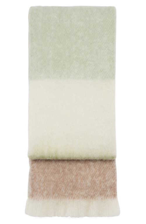 Mango Colorblock Fringe Scarf In Green