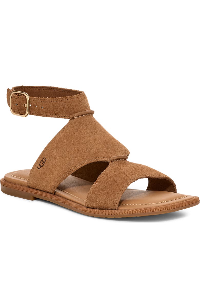 UGG<sup>®</sup> Delray Ankle Strap Sandal, Main, color, Chestnut