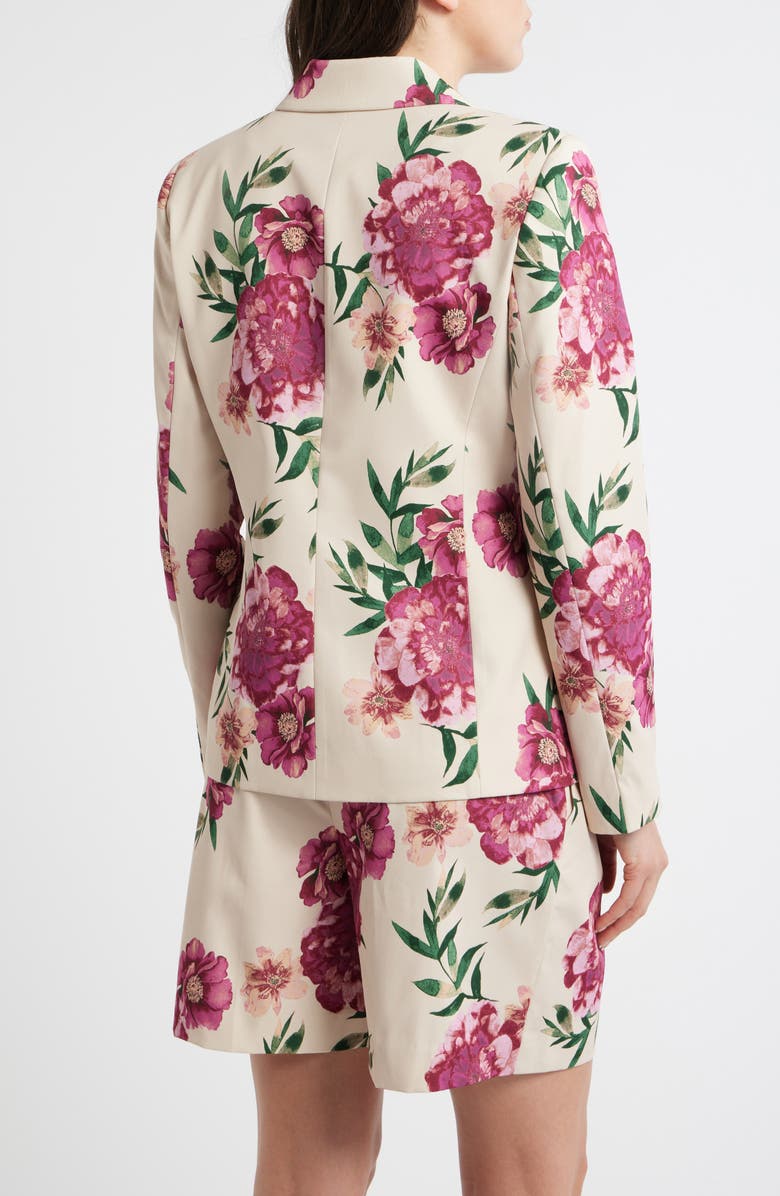 Tahari ASL Print One-Button Blazer, Alternate, color, Sand Berry Floral